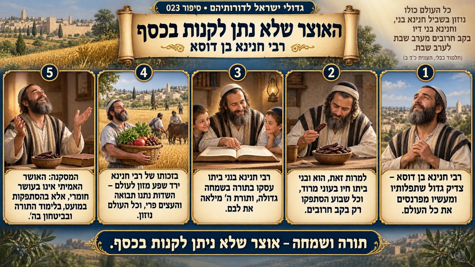 תמונת סיכום — רבי חנינא בן דוסא: האוצר שלא נתן לקנות בכסף